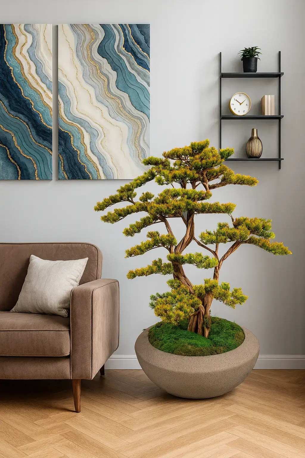 Doğal Gövdeli Yapay Bonsai Ağaç Saksılı 77 X 85 cm SA7432-050