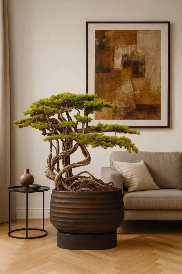 Doğal Gövdeli Yapay Bonsai Ağaç Saksılı 90 X 130 cm SA7432-062