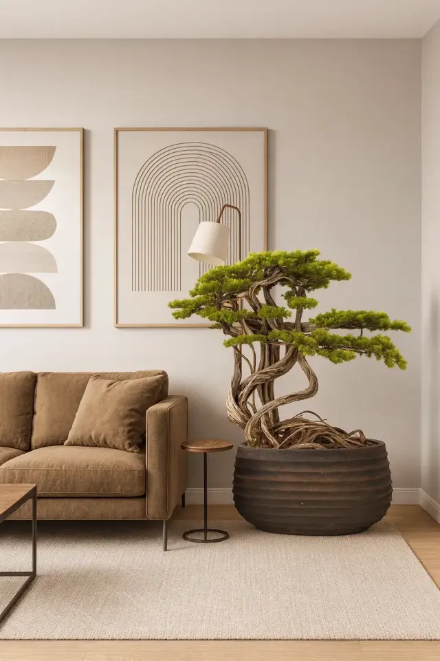 Doğal Gövdeli Yapay Bonsai Ağaç Saksılı 90 X 130 cm SA7432-062
