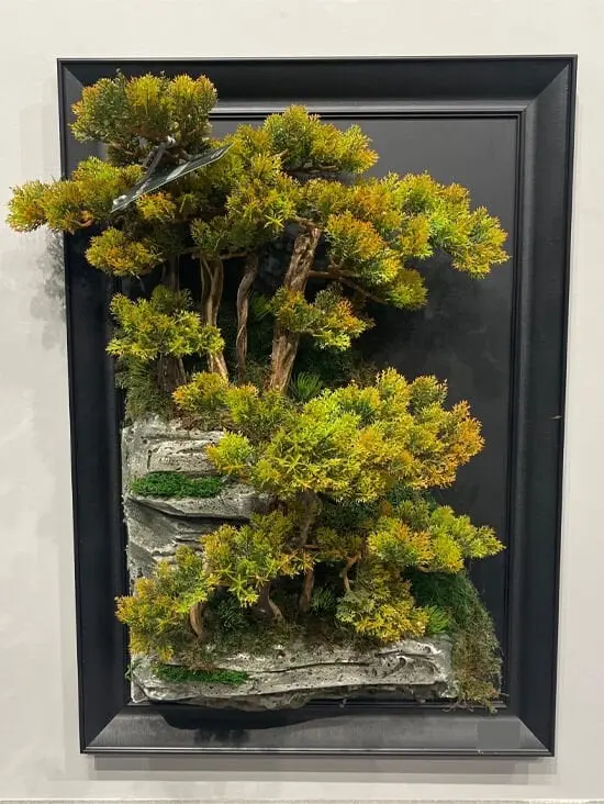 Doğal Ağaç Gövdeli Yapay Bonsai Tablo Dikdörtgen 50 X 70 cm TB-1068