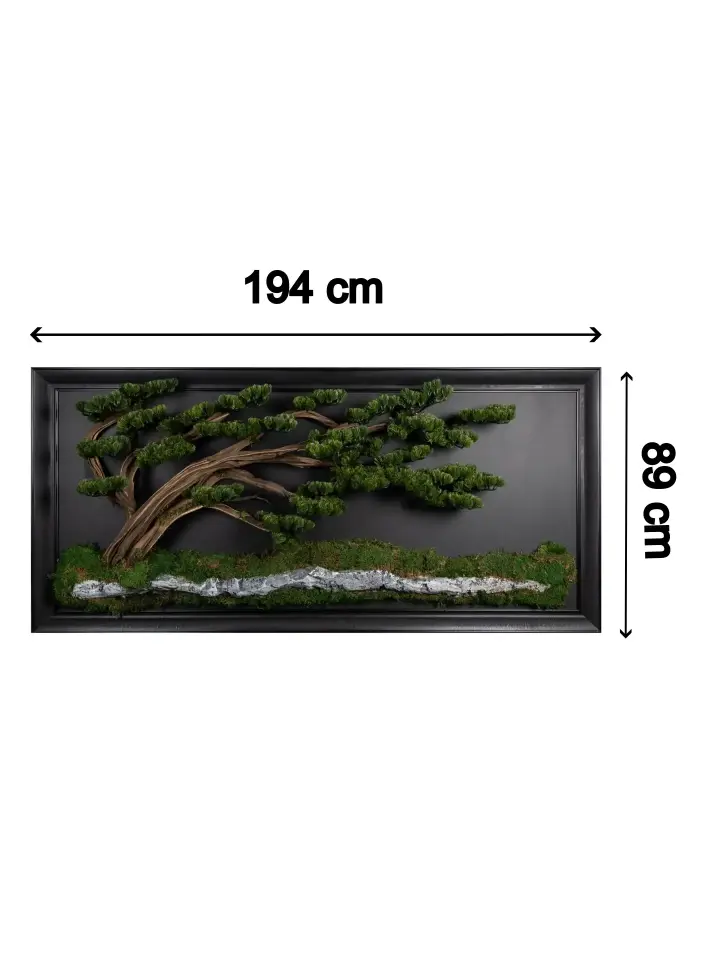 Doğal Ağaç Gövdeli Yapay Bonsai Tablo Dikdörtgen 194 X 89 cm TB-1108