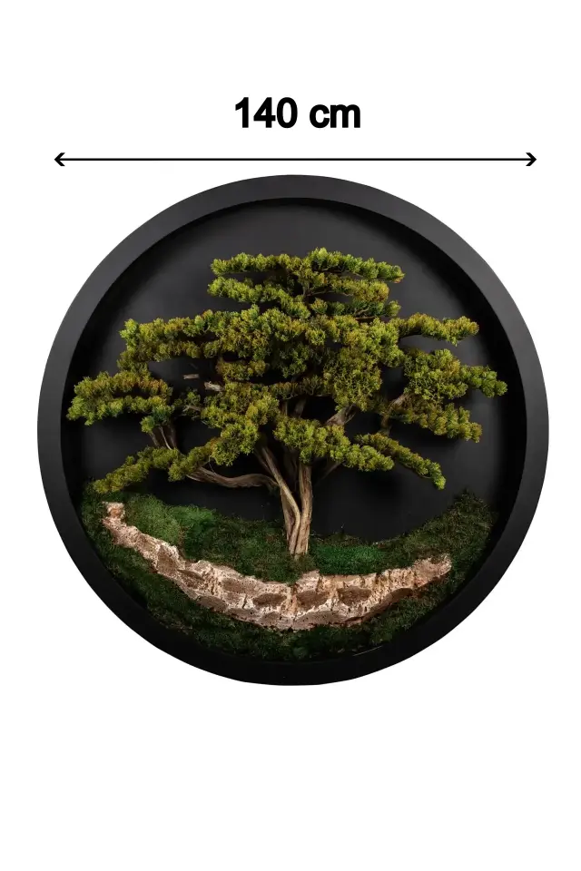 Doğal Ağaç Gövdeli Yapay Bonsai Tablo Daire 140 cm TB-1109