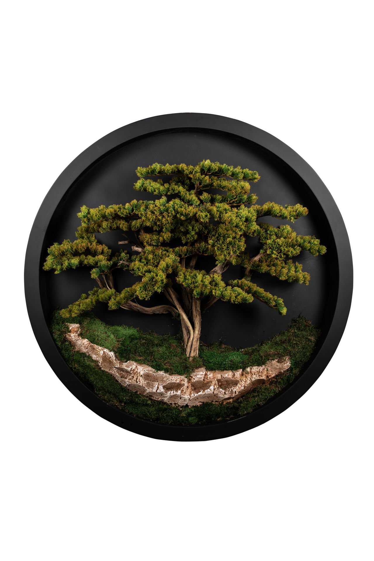 Doğal Ağaç Gövdeli Yapay Bonsai Tablo Daire 140 cm TB-1109