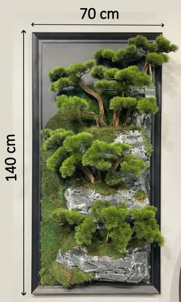 Doğal Ağaç Gövdeli Yapay Bonsai Tablo Dikdörtgen 70 X 140 cm TB-1117