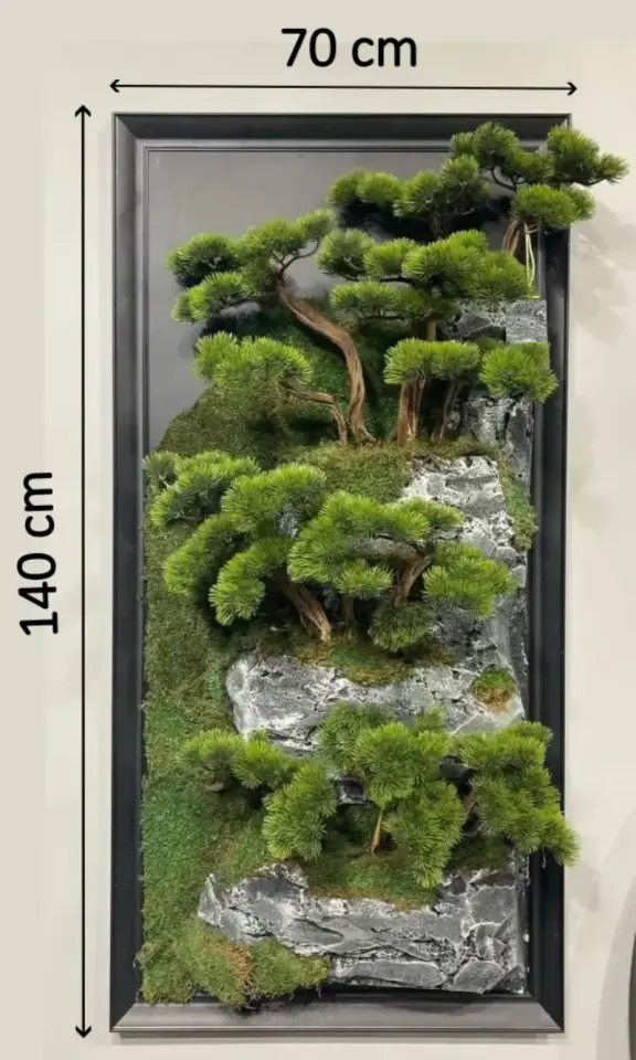 Doğal Ağaç Gövdeli Yapay Bonsai Tablo Dikdörtgen 70 X 140 cm TB-1117