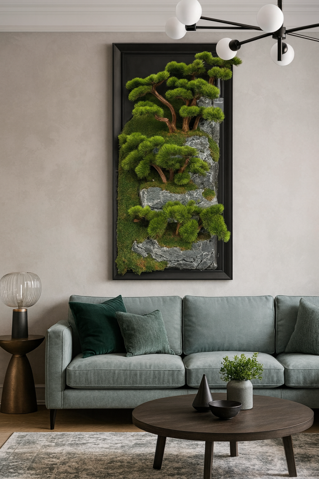 Doğal Ağaç Gövdeli Yapay Bonsai Tablo Dikdörtgen 70 X 140 cm TB-1117