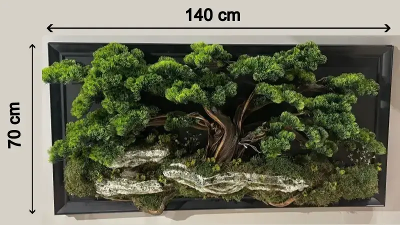 Doğal Ağaç Gövdeli Yapay Bonsai Tablo Dikdörtgen 140 X 70 cm TB-1119