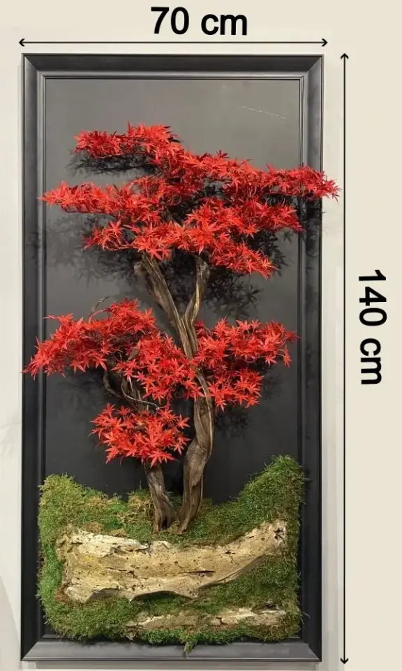 Doğal Ağaç Gövdeli Yapay Bonsai Tablo Dikdörtgen 70 X 140 cm TB-1120