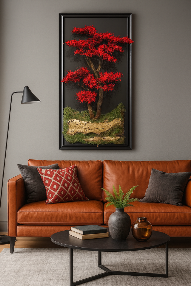 Doğal Ağaç Gövdeli Yapay Bonsai Tablo Dikdörtgen 70 X 140 cm TB-1120