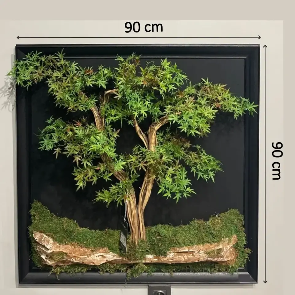Doğal Ağaç Gövdeli Yapay Bonsai Tablo Kare 90 X 90 cm TB-1122