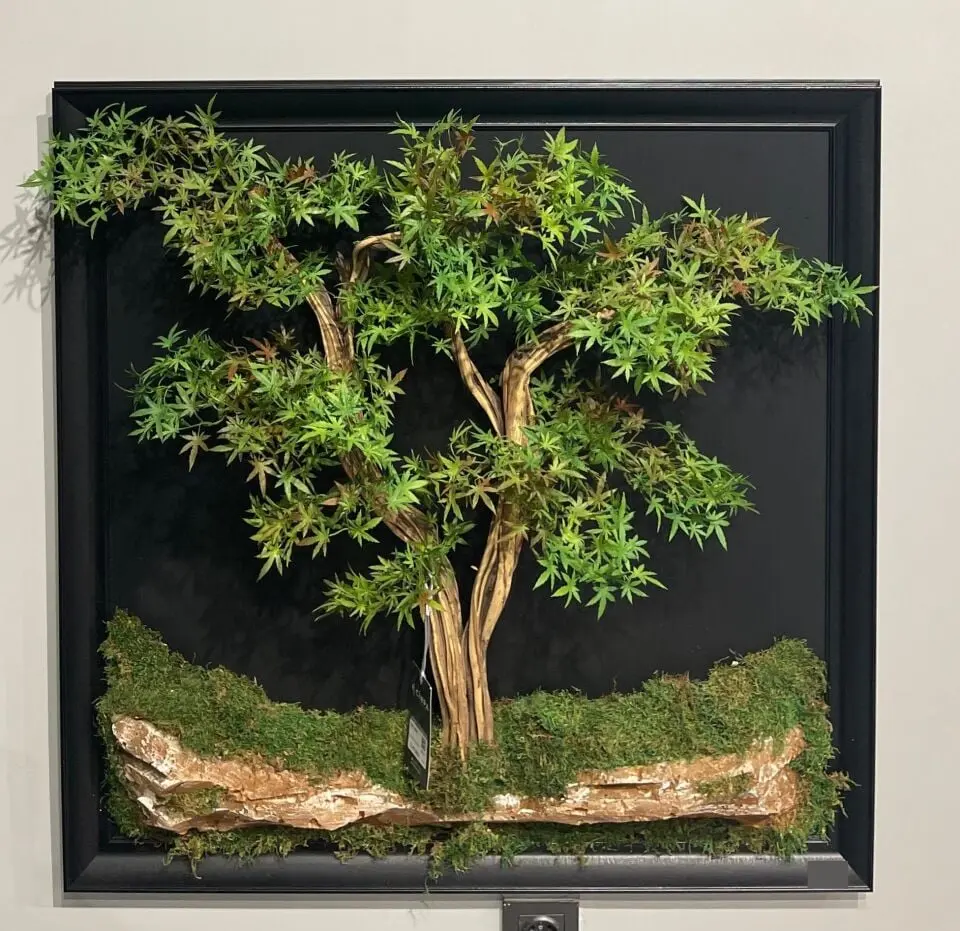 Doğal Ağaç Gövdeli Yapay Bonsai Tablo Kare 90 X 90 cm TB-1122