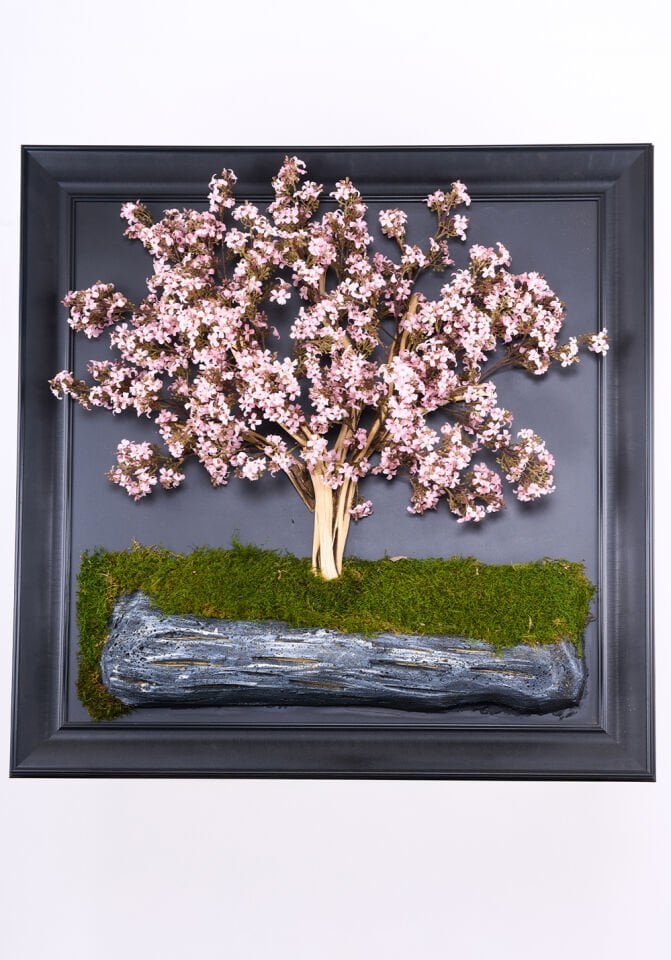 Doğal Ağaç Gövdeli Yapay Bonsai Tablo Kare 90 X 90 cm TB-1180