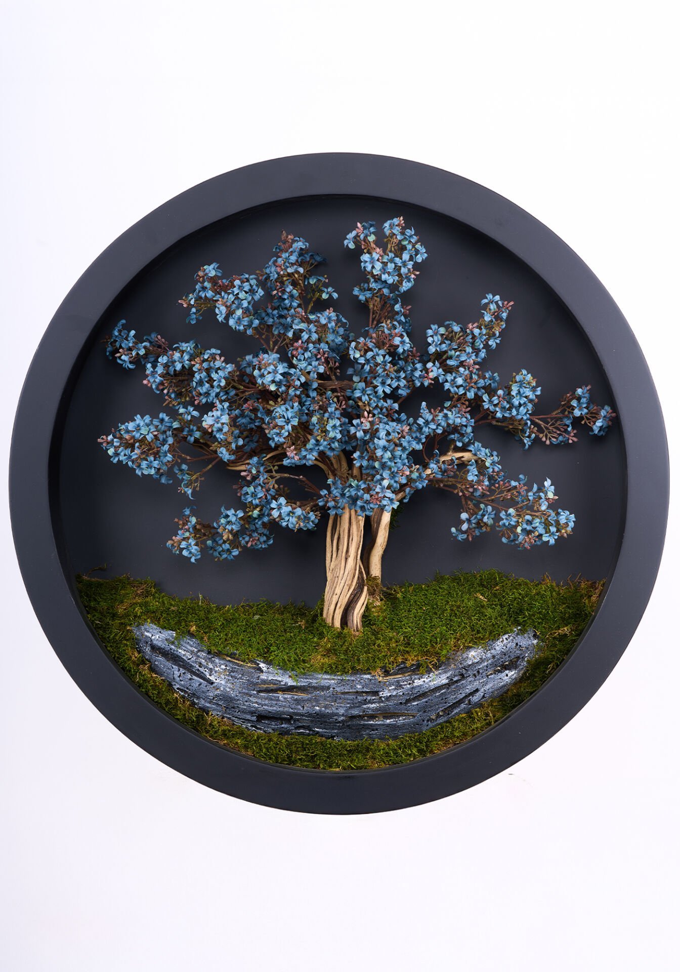 Doğal Ağaç Gövdeli Yapay Bonsai Tablo Daire 80 cm TB-1181