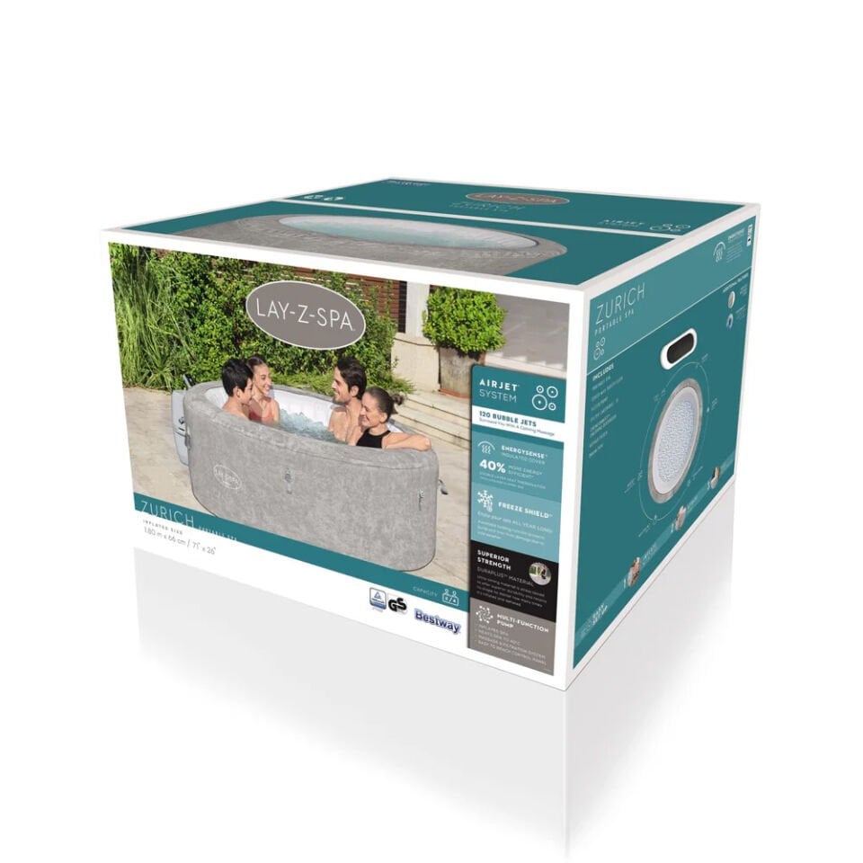 Portatif Jakuzi Lay-z-spa Zurich 60065 180cm X  66 cm
