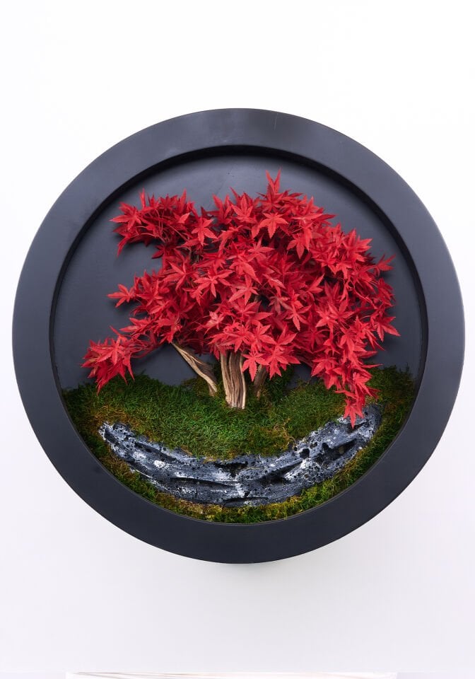 Doğal Ağaç Gövdeli Yapay Bonsai Tablo Daire 80 cm TB-1203