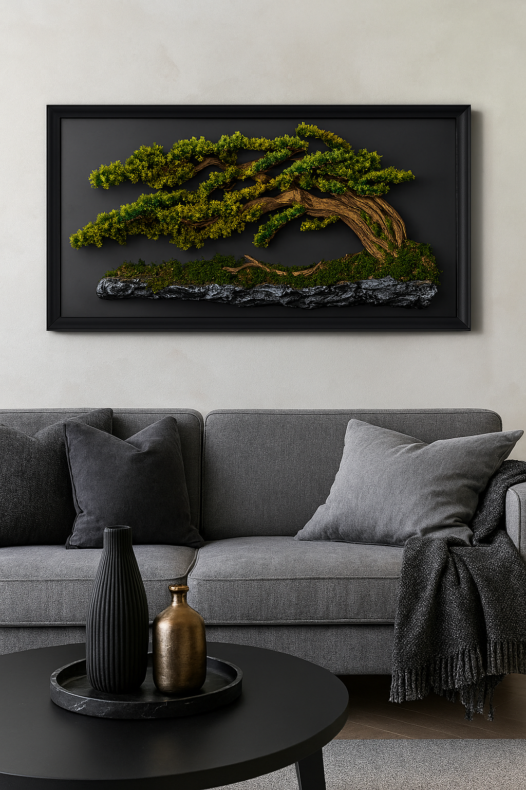 Doğal Ağaç Gövdeli Yapay Bonsai Tablo Dikdörtgen 130 X 60 cm TB-1234