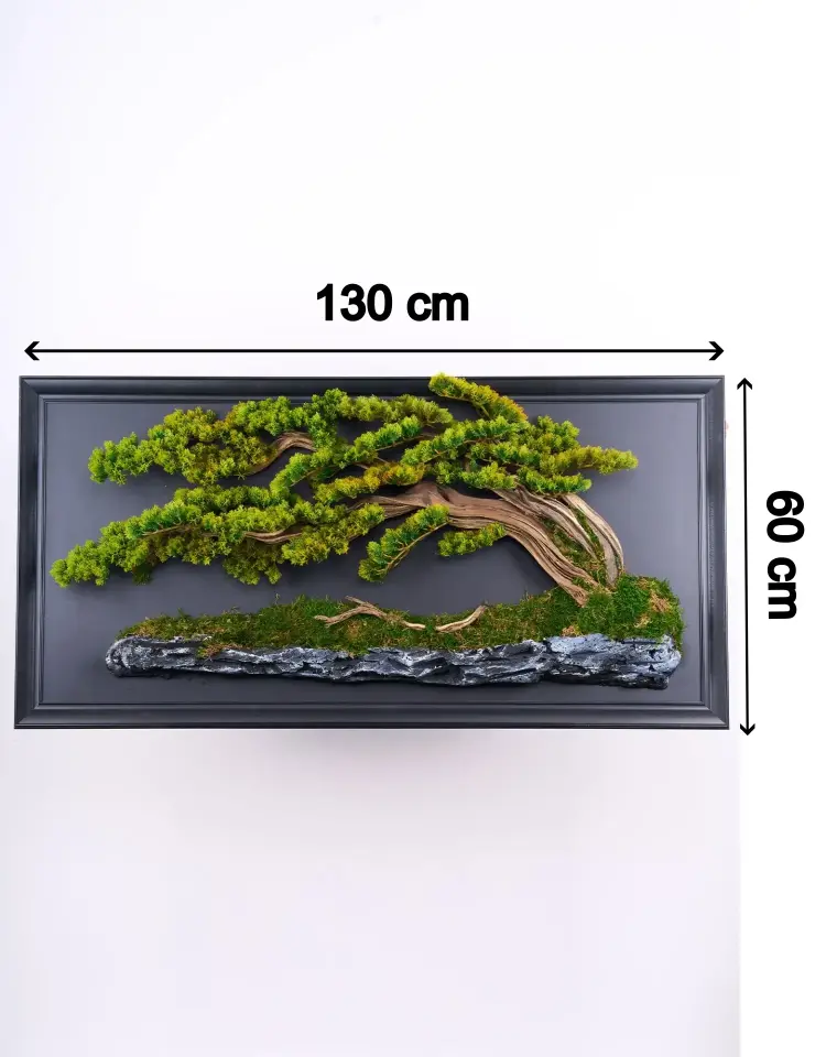Doğal Ağaç Gövdeli Yapay Bonsai Tablo Dikdörtgen 130 X 60 cm TB-1234