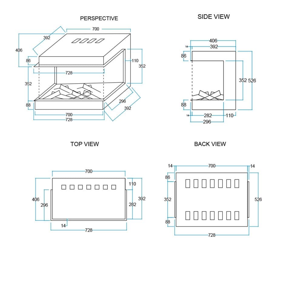 3 Boyutlu Elektrikli Şömine Flameline Coza-RZN70