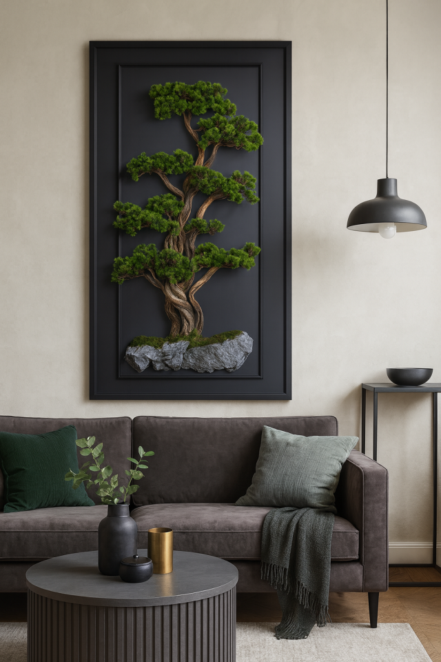 Doğal Ağaç Gövdeli Yapay Bonsai Tablo Dikdörtgen 89 X 194 TB-1238