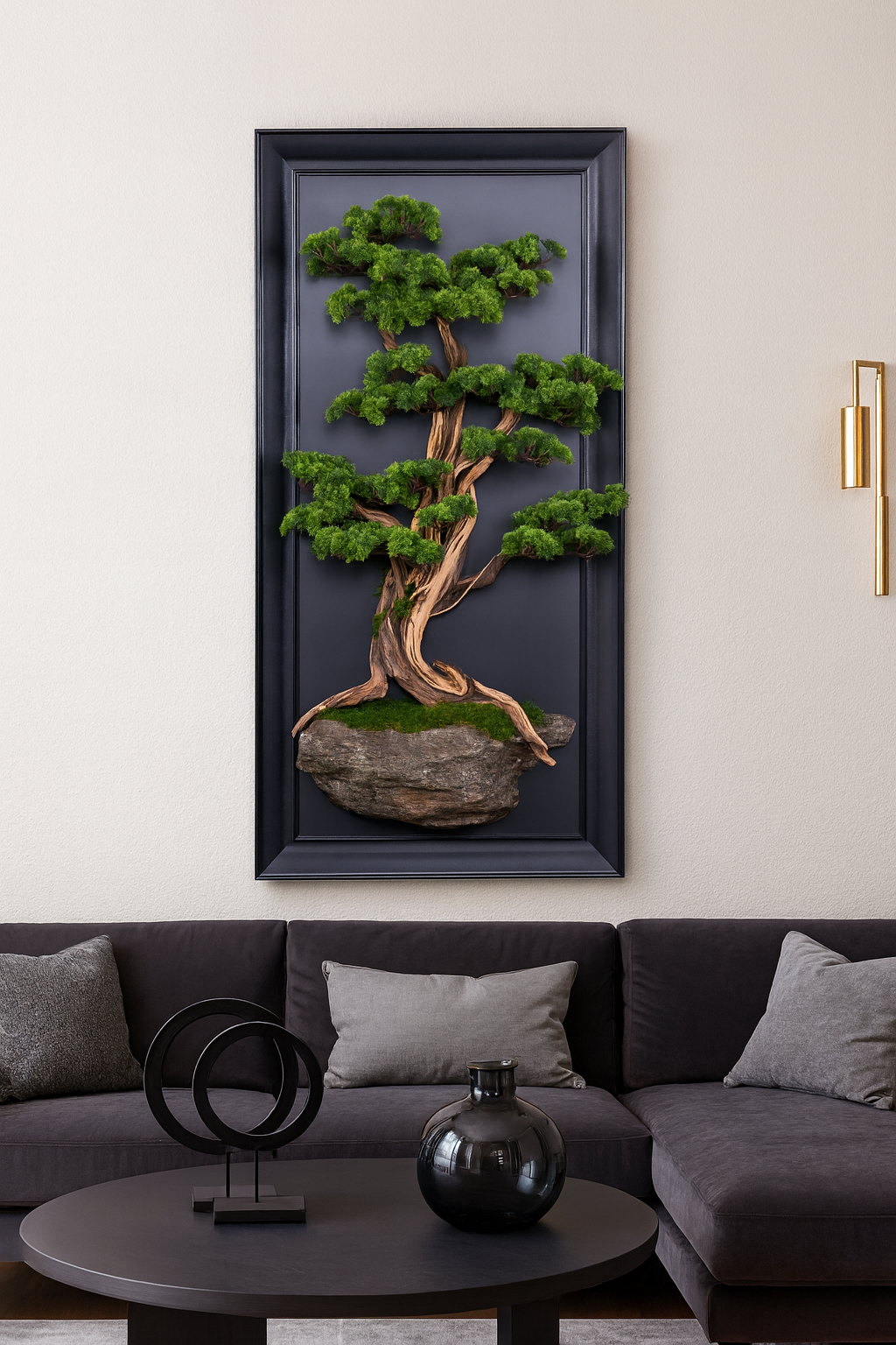 Doğal Ağaç Gövdeli Yapay Bonsai Tablo Dikdörtgen 60 X 130 cm TB-1239