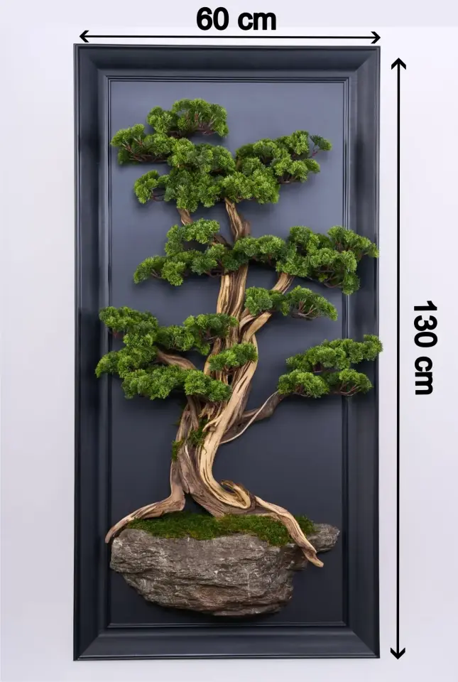 Doğal Ağaç Gövdeli Yapay Bonsai Tablo Dikdörtgen 60 X 130 cm TB-1239