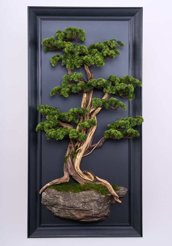Doğal Ağaç Gövdeli Yapay Bonsai Tablo Dikdörtgen 60 X 130 cm TB-1239
