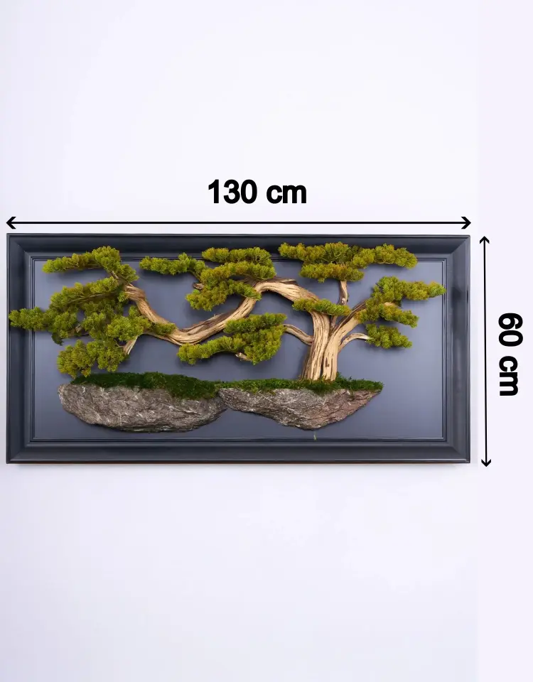 Doğal Ağaç Gövdeli Yapay Bonsai Tablo Dikdörtgen 130 X 60 cm TB-1240