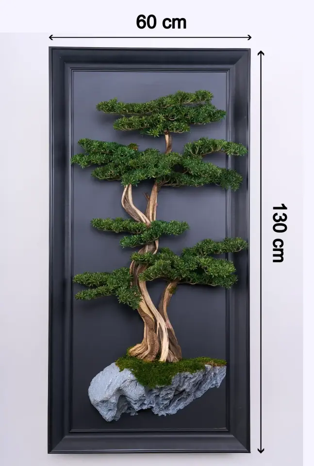 Doğal Ağaç Gövdeli Yapay Bonsai Tablo Dikdörtgen 60 X 130 cm TB-1241