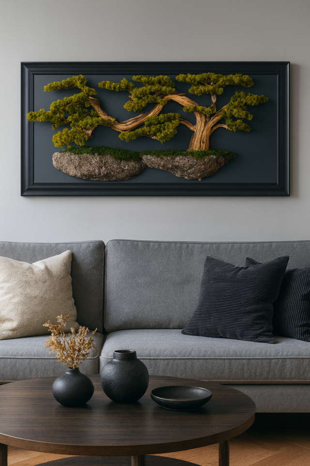 Doğal Ağaç Gövdeli Yapay Bonsai Tablo Dikdörtgen 130 X 60 cm TB-1241