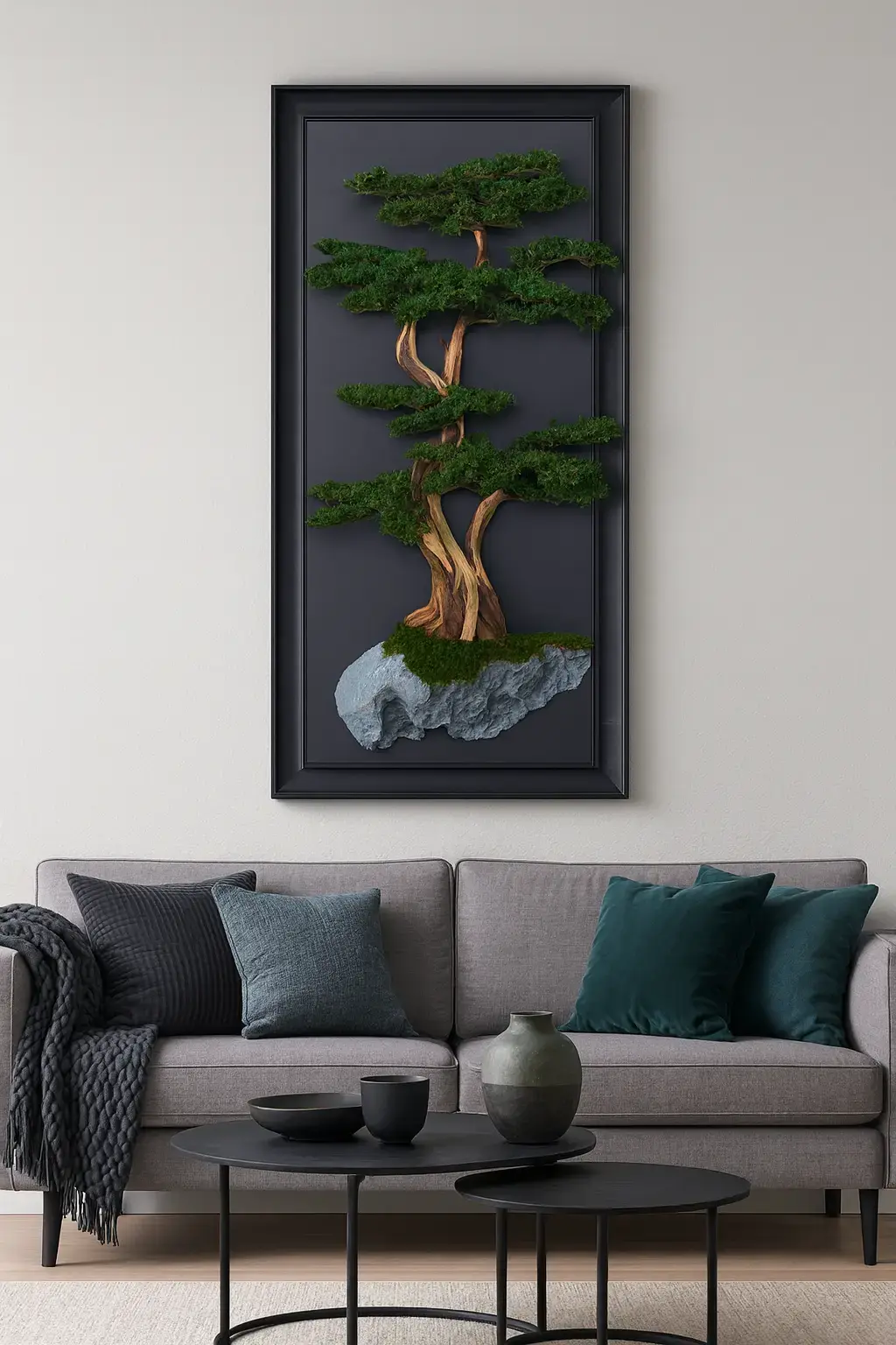 Doğal Ağaç Gövdeli Yapay Bonsai Tablo Dikdörtgen 60 X 130 cm TB-1241