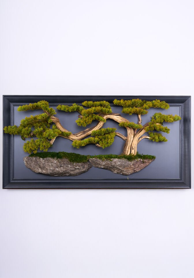 Doğal Ağaç Gövdeli Yapay Bonsai Tablo Dikdörtgen 130 X 60 cm TB-1241