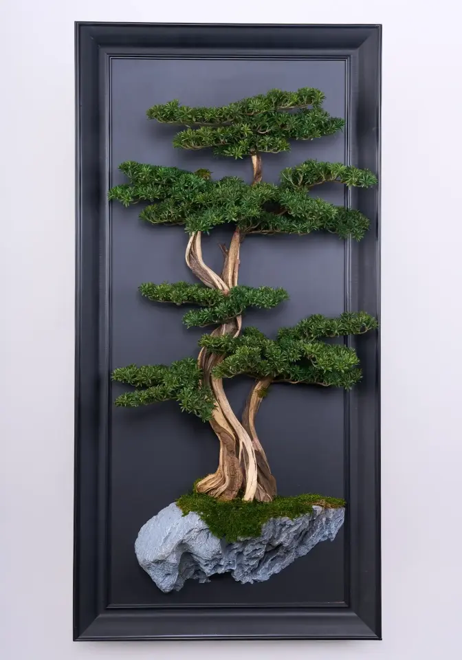 Doğal Ağaç Gövdeli Yapay Bonsai Tablo Dikdörtgen 60 X 130 cm TB-1241