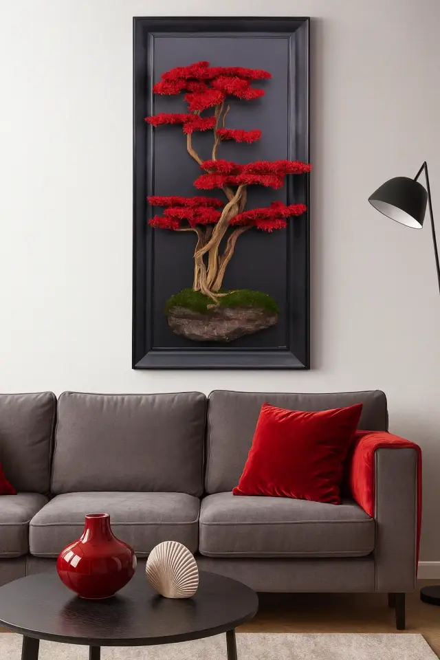 Doğal Ağaç Gövdeli Yapay Bonsai Tablo Dikdörtgen 60 X 130 cm TB-1242