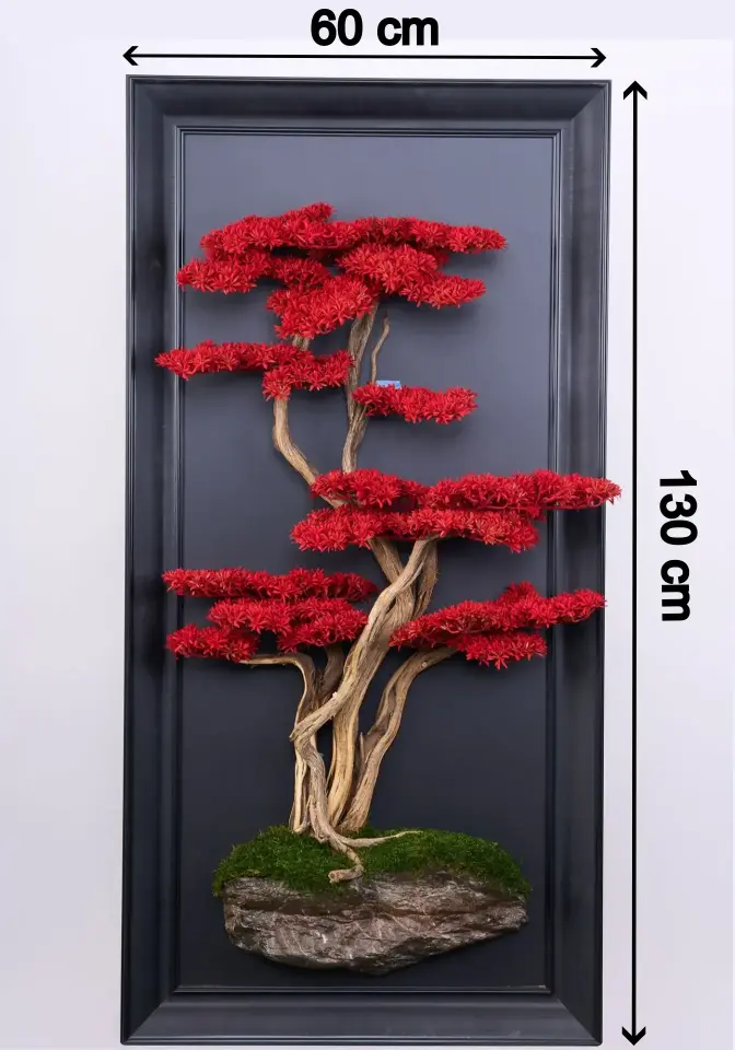 Doğal Ağaç Gövdeli Yapay Bonsai Tablo Dikdörtgen 60 X 130 cm TB-1242