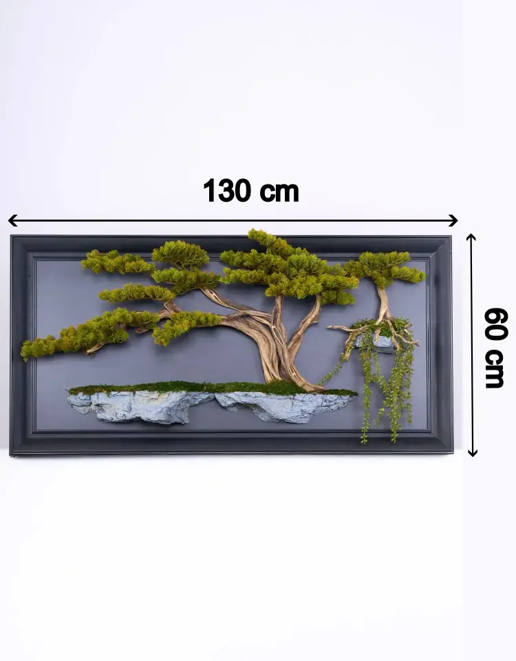 Doğal Ağaç Gövdeli Yapay Bonsai Tablo Dikdörtgen 130 X 60 cm TB-1244