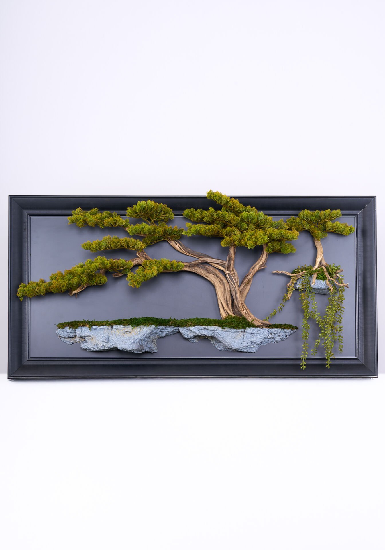 Doğal Ağaç Gövdeli Yapay Bonsai Tablo Dikdörtgen 130 X 60 cm TB-1244
