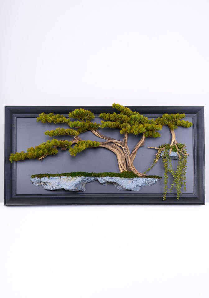 Doğal Ağaç Gövdeli Yapay Bonsai Tablo Dikdörtgen 130 X 60 cm TB-1244