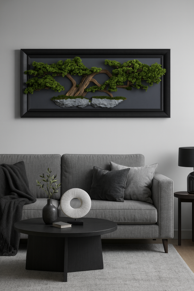 Doğal Ağaç Gövdeli Yapay Bonsai Tablo Dikdörtgen 60 X 130 cm TB-1247
