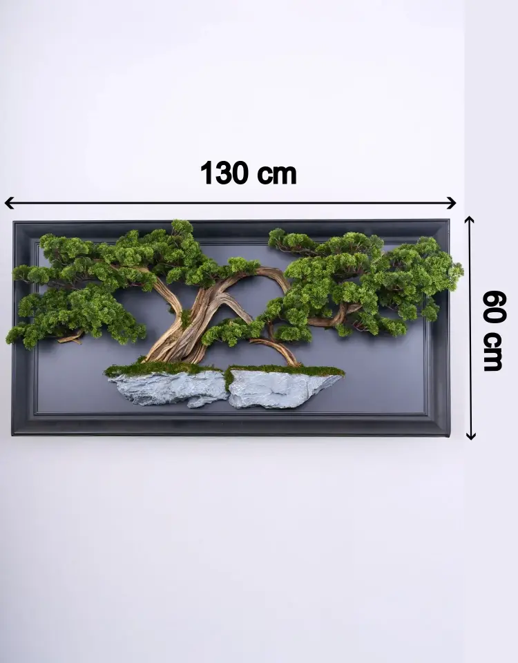 Doğal Ağaç Gövdeli Yapay Bonsai Tablo Dikdörtgen 130 X 60 cm TB-1247
