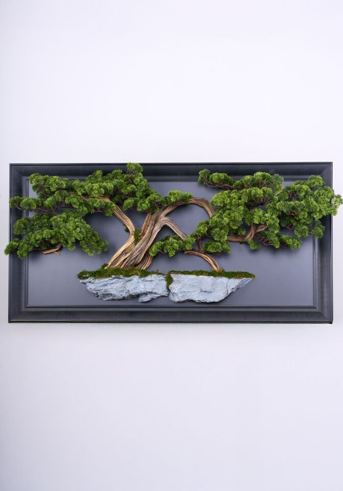 Doğal Ağaç Gövdeli Yapay Bonsai Tablo Dikdörtgen 130 X 60 cm TB-1247