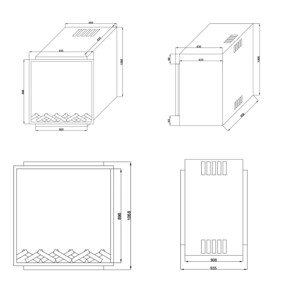 Flameline Elektrikli Şömine 2D Enzo Serisi EML-90 90 cm