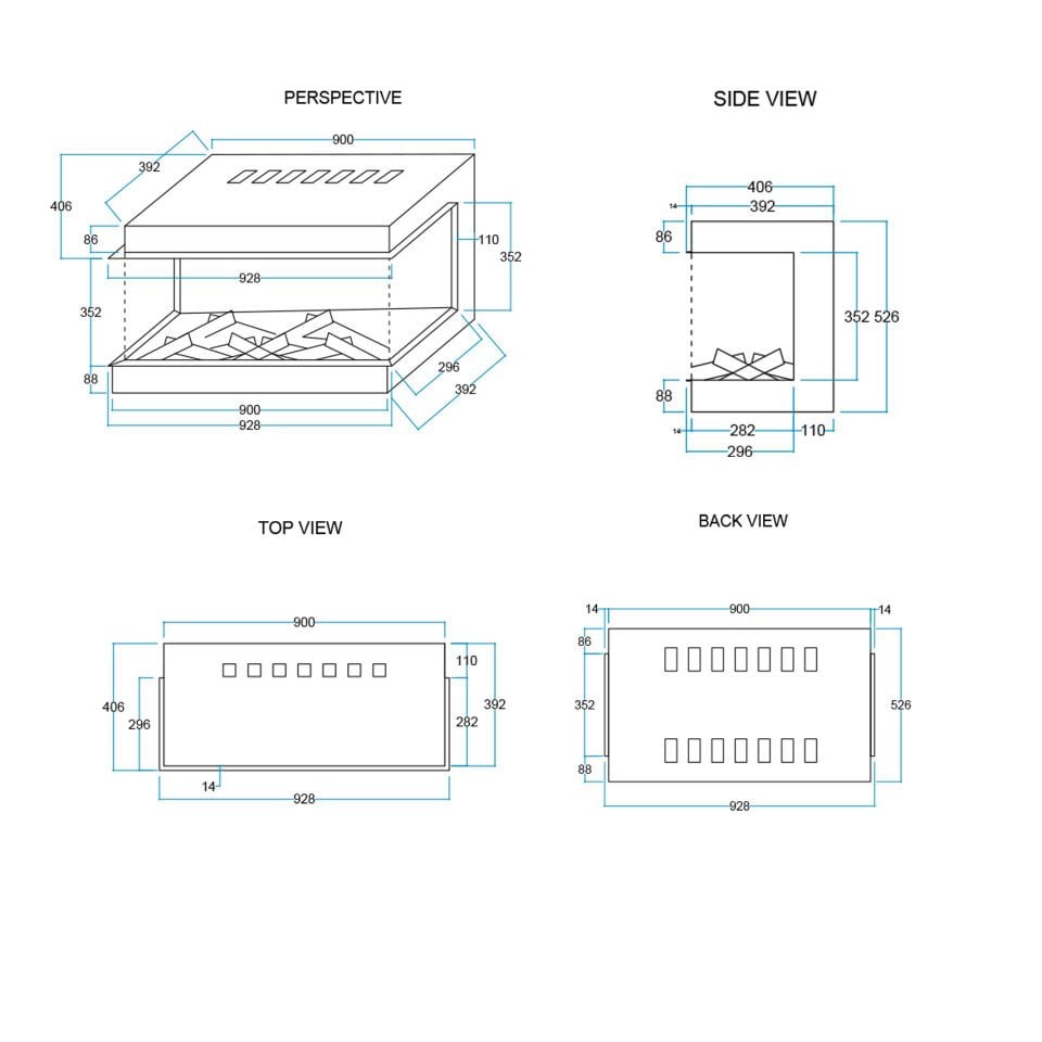 3 Boyutlu Elektrikli Şömine Flameline Coza-RZN90