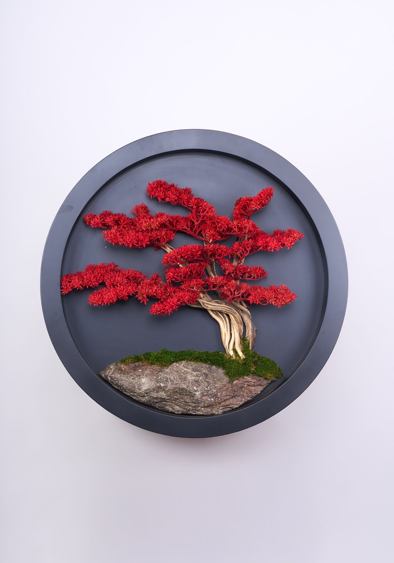 Doğal Ağaç Gövdeli Yapay Bonsai Tablo Daire 90 cm TB-1249