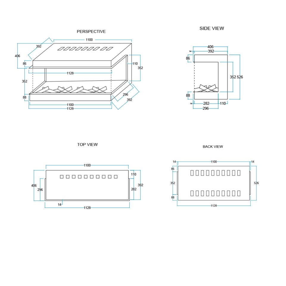 3 Boyutlu Elektrikli Şömine Flameline Coza-RZN110