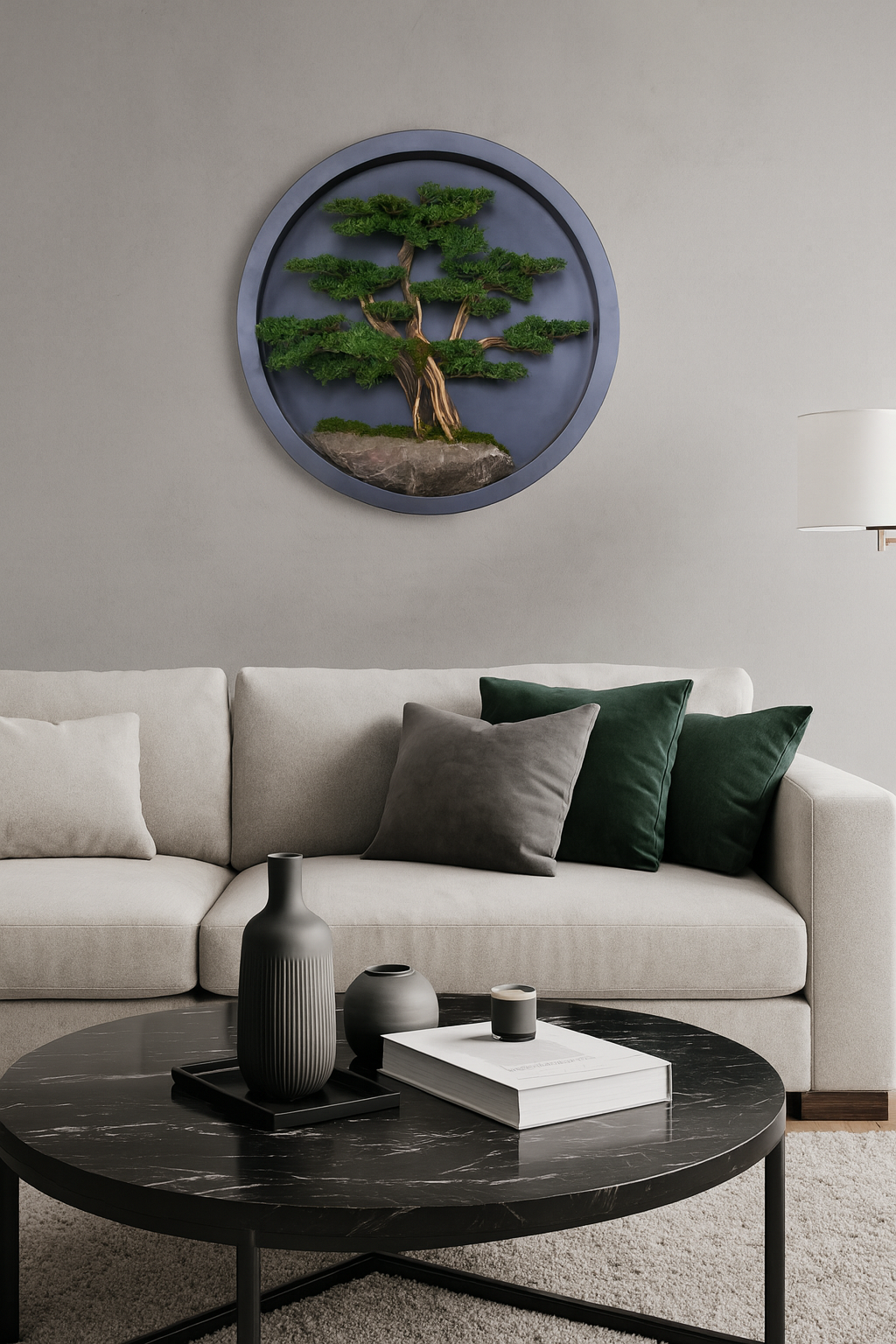 Doğal Ağaç Gövdeli Yapay Bonsai Tablo Daire 90 cm TB-1250