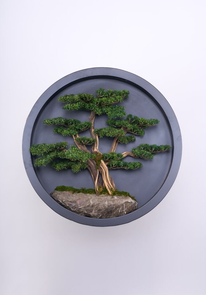 Doğal Ağaç Gövdeli Yapay Bonsai Tablo Daire 90 cm TB-1250