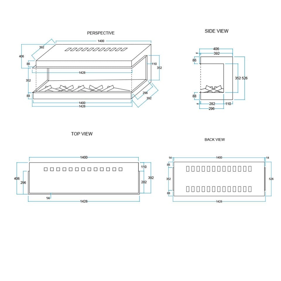 3 Boyutlu Elektrikli Şömine Flameline Coza-RZN140