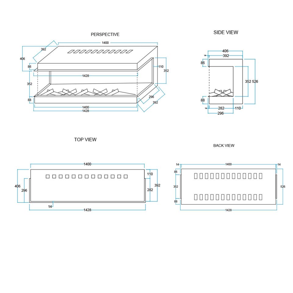 3 Boyutlu Elektrikli Şömine Flameline Coza-RZN140
