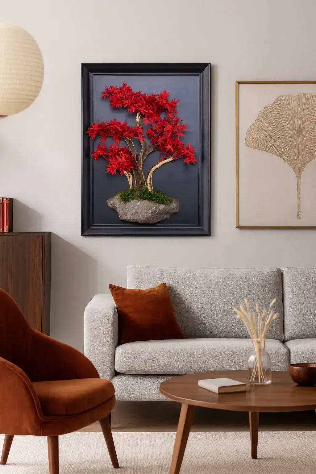 Doğal Ağaç Gövdeli Yapay Bonsai Tablo Dikdörtgen 50 X 70 cm TB-1253