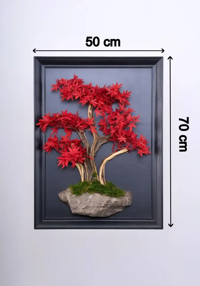Doğal Ağaç Gövdeli Yapay Bonsai Tablo Dikdörtgen 50 X 70 cm TB-1253